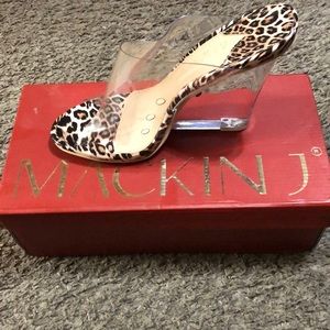 Leopard print clear wedge. 2-3 inch never worn.